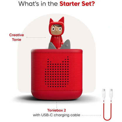 Tonies Red Audio Speaker Box with Character Figure – Interactive Kids’ Audio Player