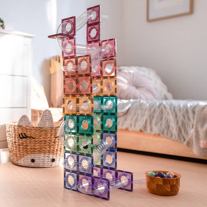 CONNETIX Magnetic Tiles 106 Piece Pastel Ball Run Pack