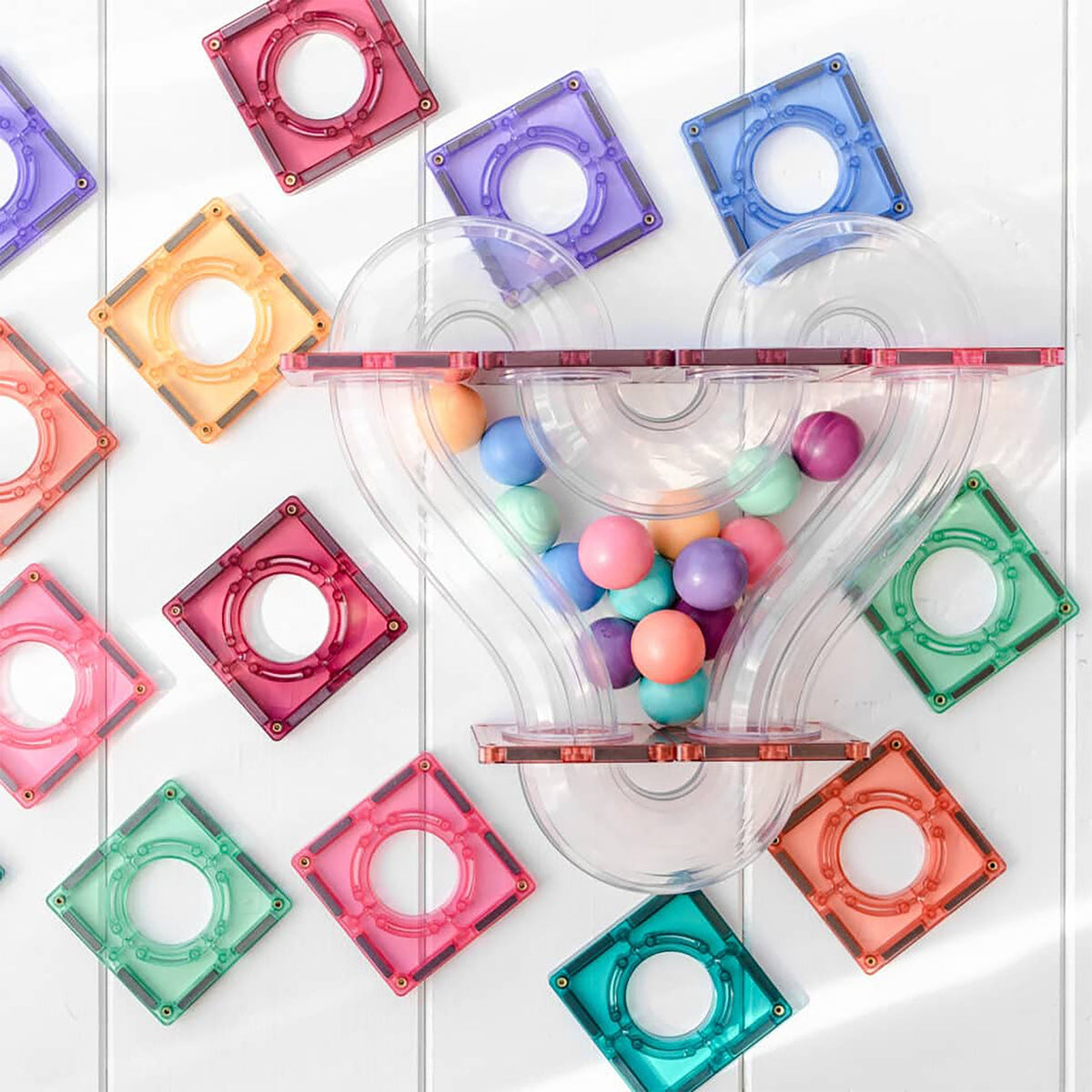 CONNETIX Magnetic Tiles 106 Piece Pastel Ball Run Pack