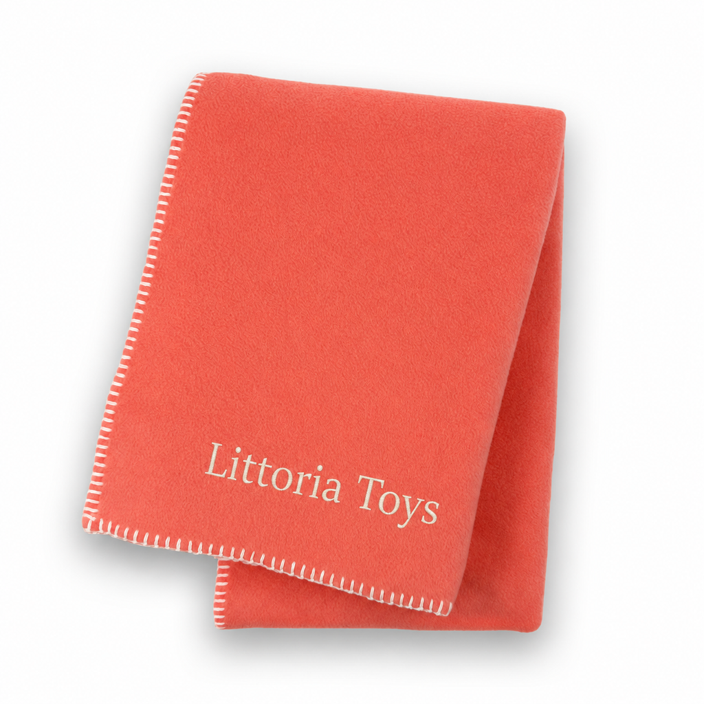 Littoria Toys Embroidered Fleece Blanket – Coral Pink