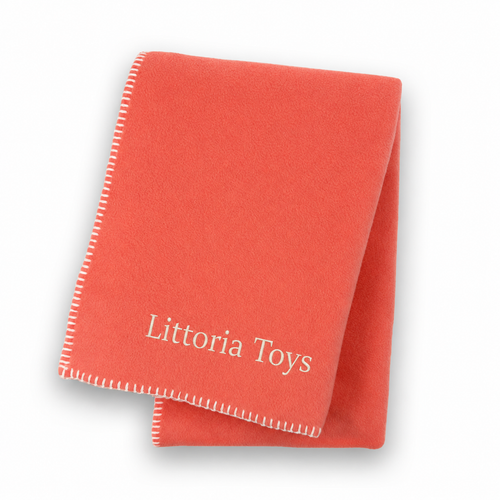Littoria Toys Embroidered Fleece Blanket – Coral Pink